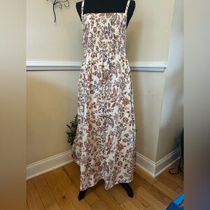 Old Navy Women’s Smocked Midi Sundress Boho Floral Back Cutout Summer Size L EUC